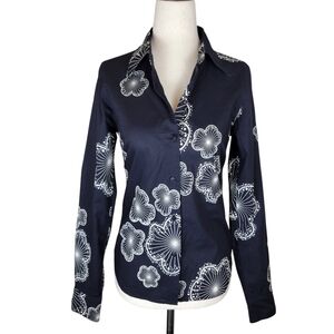 Agnes B Black and White Cotton Button Down Top Size 38 (S)